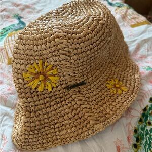 Women’s O'Neill Tan Straw Hat with Yellow Floral Accents
